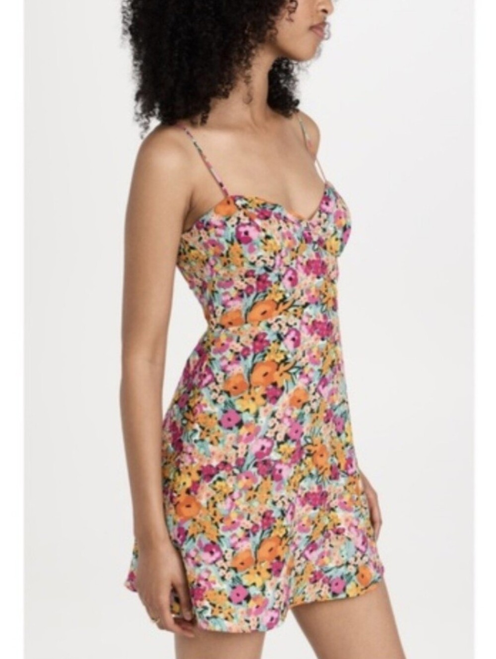 For Love & Lemons Dress Deena Pink Orange Tropical Garden Mini Size S NEW - Picture 3 of 15